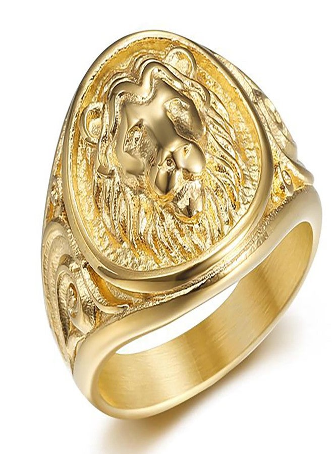 JWM Stainless Steel Lion Rings Golden Large Animal Rings for Men Women Adults, Cocktail Party Rings, Delicate Packaging (8) - Image 1